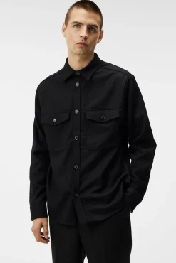 Best Sale J.Lindeberg Flat Wool Overshirt Black