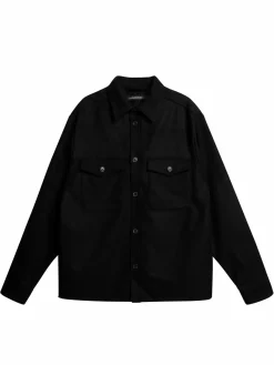 Best Sale J.Lindeberg Flat Wool Overshirt Black
